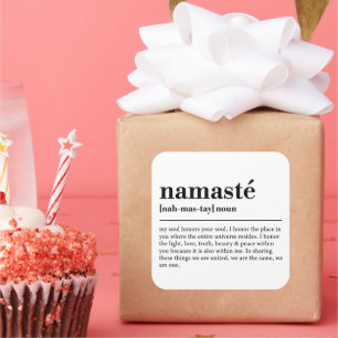 Namaste Definition Yoga Modern Minimal Meditation Square Sticker
