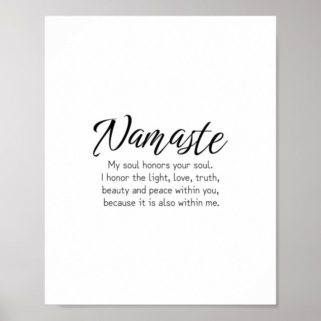 Namaste definition Zen,Yoga, Inspirational quote Poster (Front)