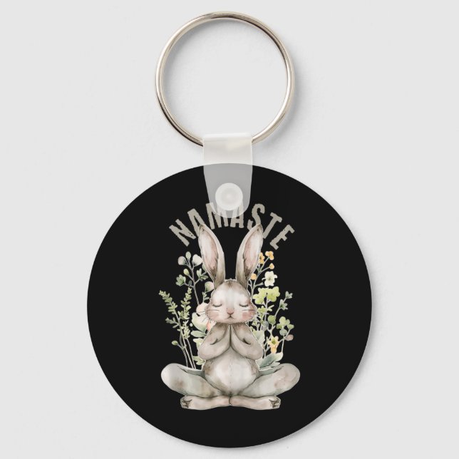 Namaste Easter Rabbit Zen Yoga Inner Peace Spiritu Key Ring (Front)