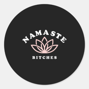 Namaste Es Lotus Flower Funny Yoga Gift For Women Classic Round Sticker