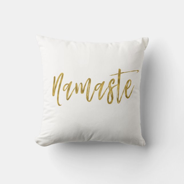 Namaste Faux Gold Foil Pillow (Front)