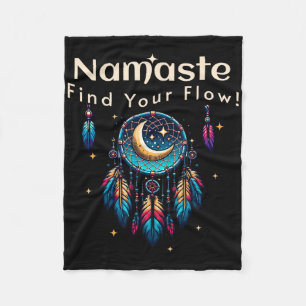 Namaste Find Your Flow Crescent Moon Dreamcatcher  Fleece Blanket