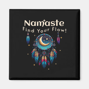 Namaste Find Your Flow Crescent Moon Dreamcatcher  Magnet