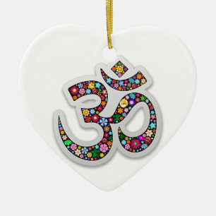 Namaste Floral Symbol Art Ceramic Tree Decoration