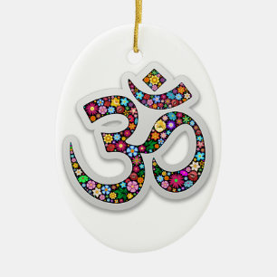 Namaste Floral Symbol Art Ceramic Tree Decoration