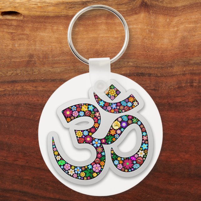Namaste Floral Symbol Art Key Ring (Front)