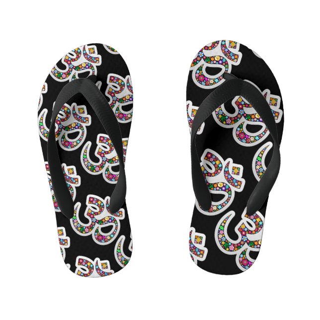 Namaste Floral Symbol Art Kid's Flip Flops (Footbed)