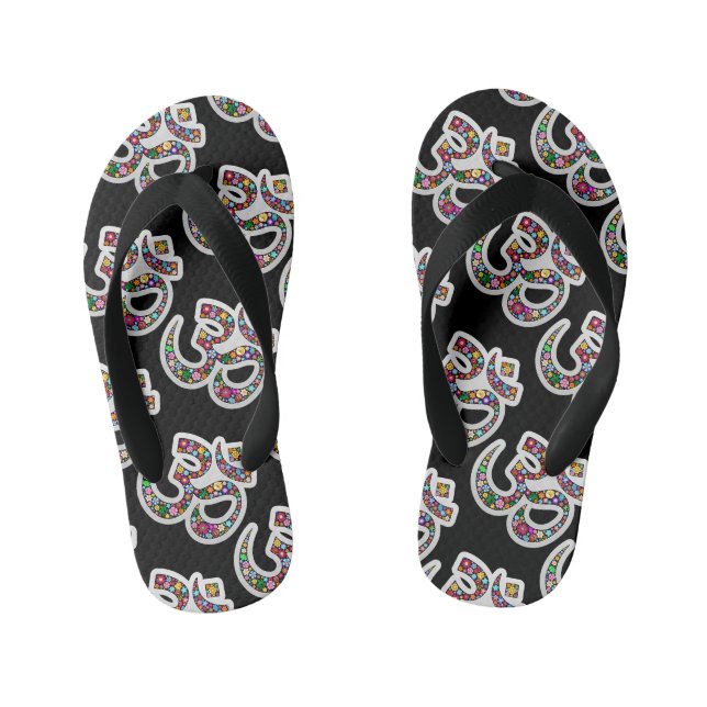 Namaste Floral Symbol Art Kid's Flip Flops (Footbed)