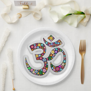 Namaste Floral Symbol Art Paper Plate