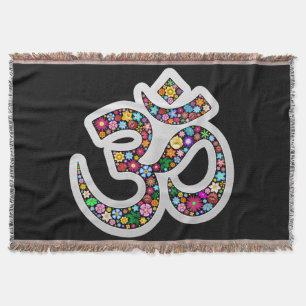 Namaste Floral Symbol Art Throw Blanket