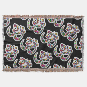 Namaste Floral Symbol Art Throw Blanket