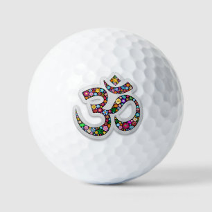 Namaste Floral Yoga Symbol  Golf Balls