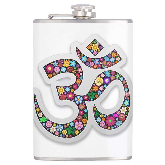 Namaste Floral Yoga Symbol  Hip Flask (Front)