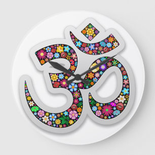 Namaste Floral Yoga Symbol Large Clock