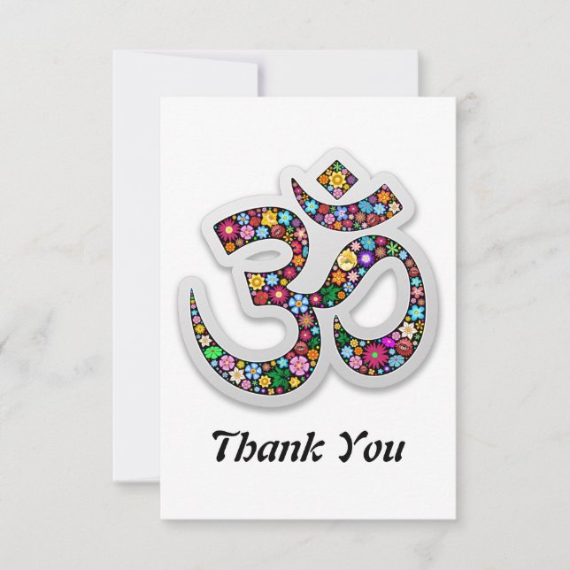 Namaste Floral Yoga Symbol  Thank You Card (Front)
