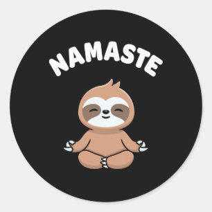 Namaste Funny Cute Sloth Kawaii Yoga Sloth Stress Classic Round Sticker