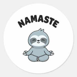 Namaste Funny Cute Sloth Kawaii Yoga Sloth Stress Classic Round Sticker
