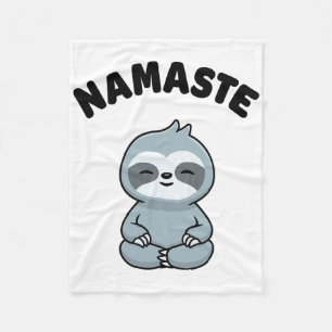 Namaste Funny Cute Sloth Kawaii Yoga Sloth Stress Fleece Blanket