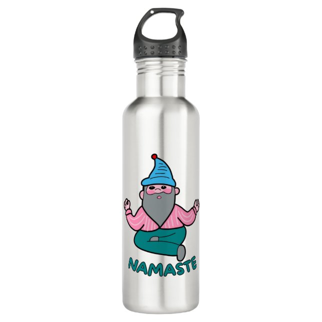 Namaste gnome meditating   710 ml water bottle (Front)