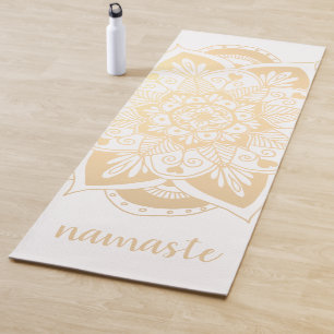 Namaste Gold Flower Mandala White Yoga Mat