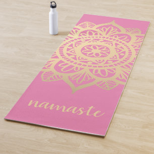 Namaste Gold Mandala Flower Pink Yoga Mat