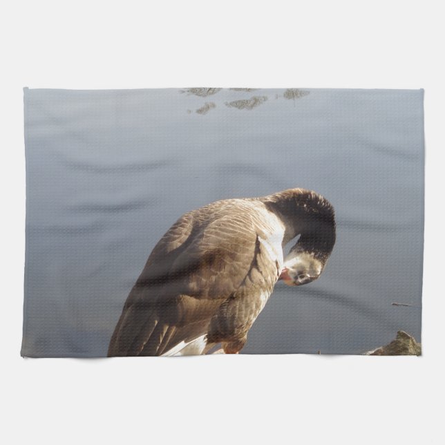 Namaste Goose bows head, Nature, Wildlife, Birds Tea Towel (Horizontal)