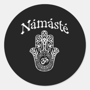 Namaste Hand Hamsa Yoga Hinduism Vedas Ohm _1 Classic Round Sticker