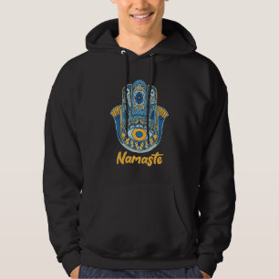 Namaste Hand of Hamsa Yoga Hinduism Fatima Arabic Hoodie