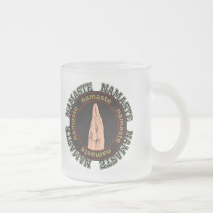 Namaste Hands Frosted Glass Coffee Mug