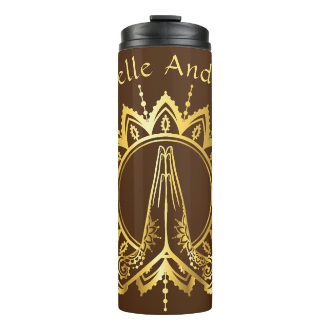 Namaste Hands Travel water bottle (Front)