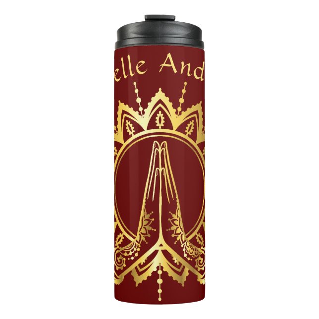 Namaste Hands Travel water bottle (Front)