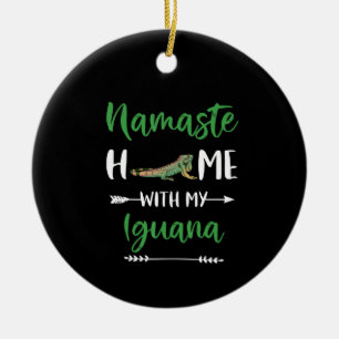 Namaste Home With My Iguana Funny Iguana And Yoga Ceramic Tree Decoration
