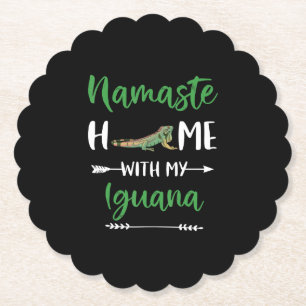 Namaste Home With My Iguana Funny Iguana And Yoga Paper Coaster