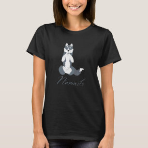 Namaste Husky Dog In Yoga Pose Sukhasana T-Shirt
