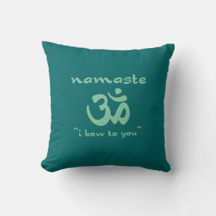 Namaste - I bow to you (in green) Cushion