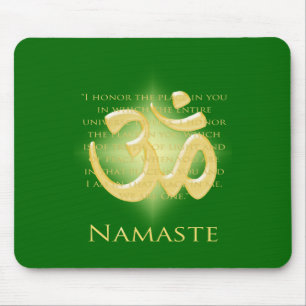 Namaste - I bow to you (in green) Mouse Mat