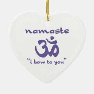 Namaste - I bow to you (in purple) Ceramic Tree Decoration