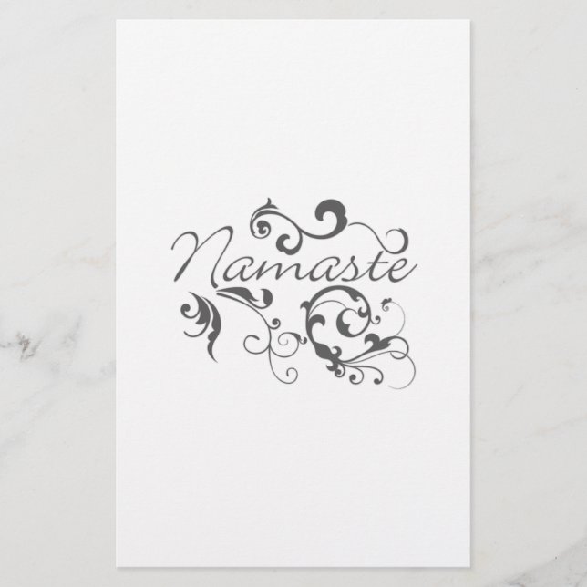 Namaste in dark grey swirls flyer (Front)