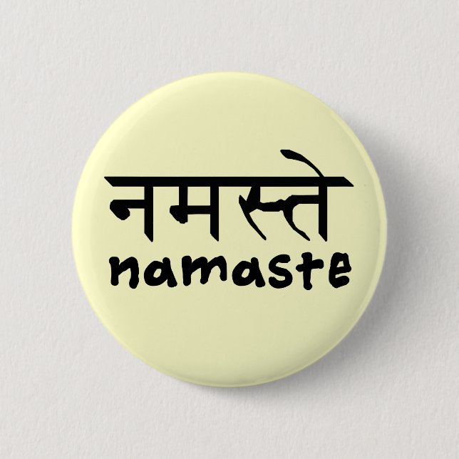 Namaste in English and Hindi 6 Cm Round Badge (Front)