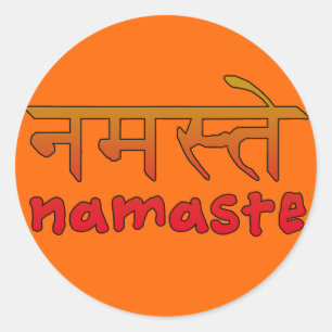 Namaste in English and Hindi Script Classic Round Sticker