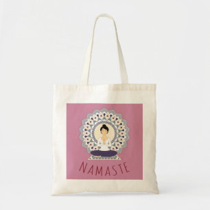 Namaste in Lotus Pose - Yoga Asana Woman Tote bag