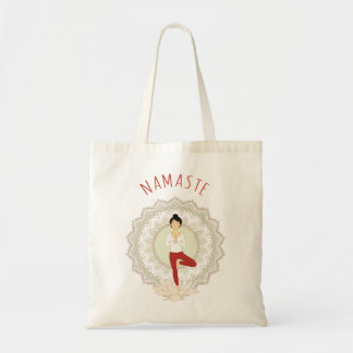 Namaste in Tree Pose - Yoga Asana Woman tote bag