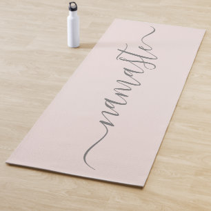 Namaste Initials Personalised Grey Blush Pink Yoga Mat