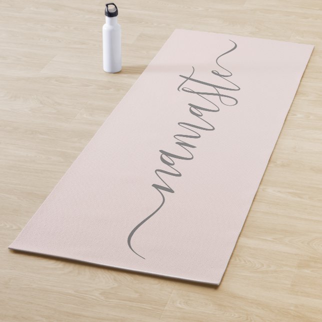 Namaste Initials Personalised Grey Blush Pink Yoga Mat (In Situ)