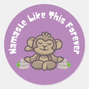 Namaste Like This Forever - Funny Monkey Yoga Pun Classic Round Sticker