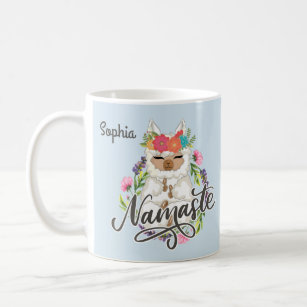 Namaste Llama Cute Custom Name Coffee Mug