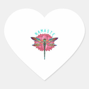 Namaste Lotus Dragonfly Yoga Heart Sticker