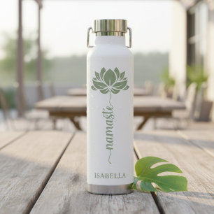 Namaste Lotus Flower Custom Name Water Bottle