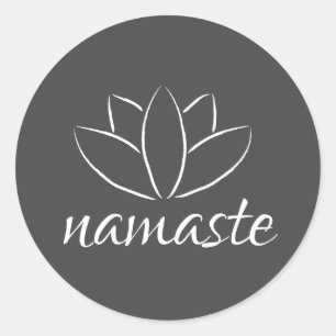 Namaste Lotus Flower Handwritten Yoga Classic Round Sticker
