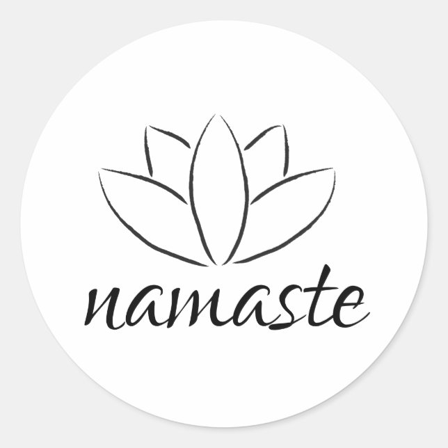 Namaste Lotus Flower Handwritten Yoga Classic Round Sticker (Front)